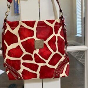 Dooney & Bourke Red/White Zebra Print Leather Shoulder Bag